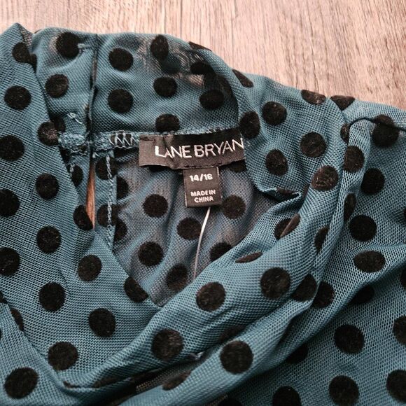 Mock-Neck Flock Dot Sheer Mesh Top - Picture 6 of 6